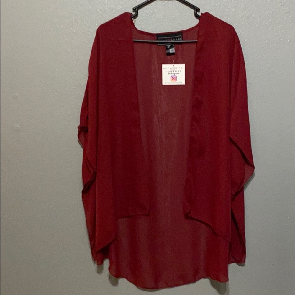 Red Mesh/Silk Cardigan